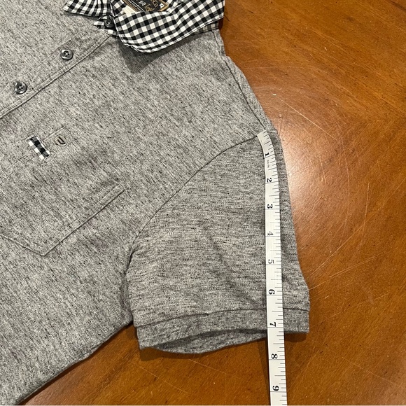 Diesel Men’s Short-Sleeve Gingham Collar Polo Heather Gray Medium Slim Cut Black - Picture 16 of 16